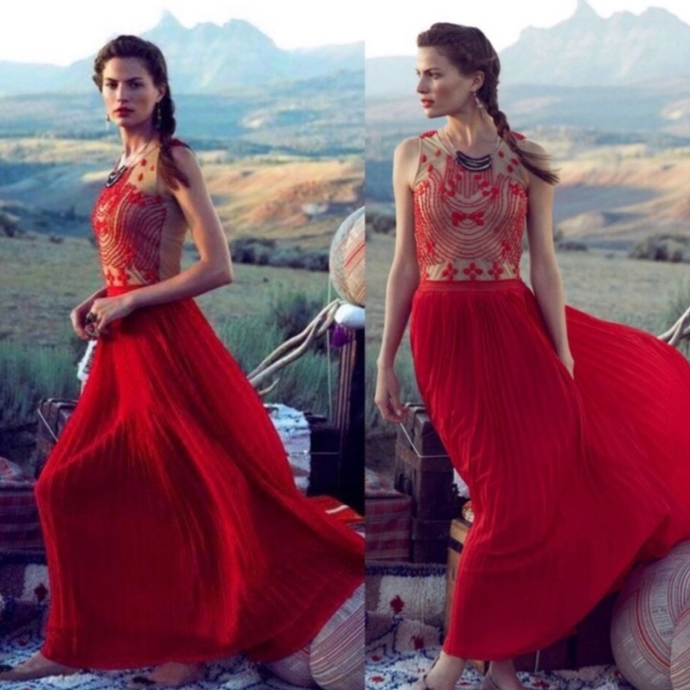 Anthropologie Rina Dhaka Rubied Dusk Dress